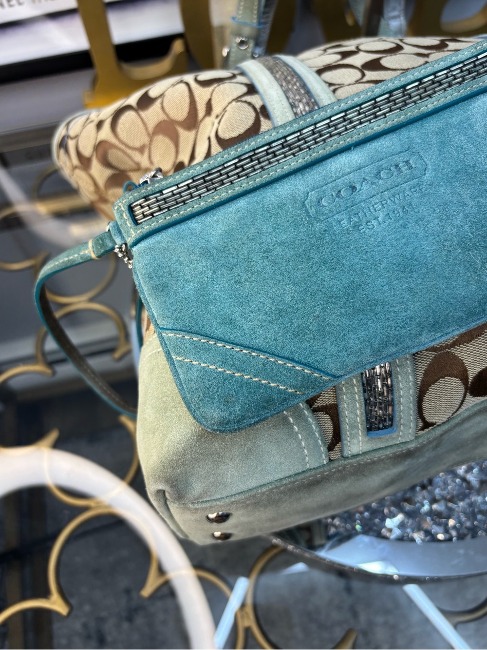 Coach 2005 vintage y2k Signature Gallery Beaded Tote w/ matching wallet GUC - Picture 14 of 17
